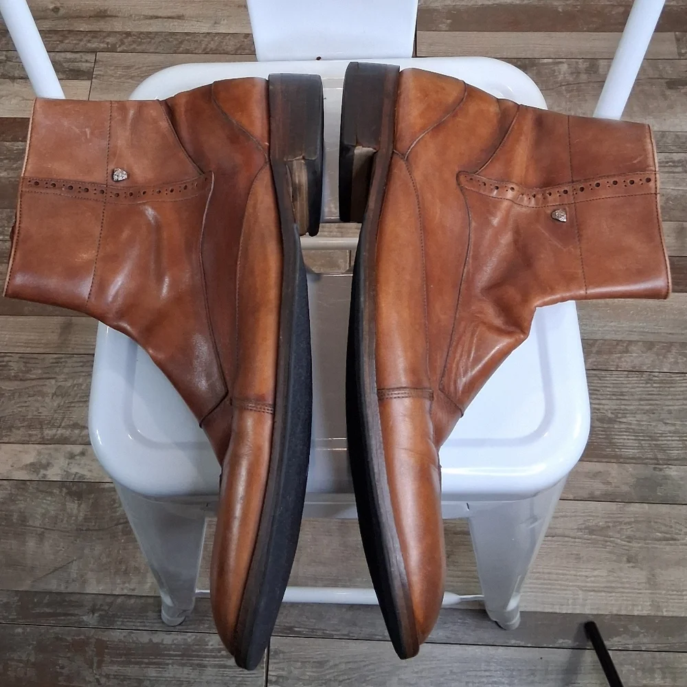Jag Club Men's Brown Leather Hand Made Traditional Brogue Ankle Boots Size 48